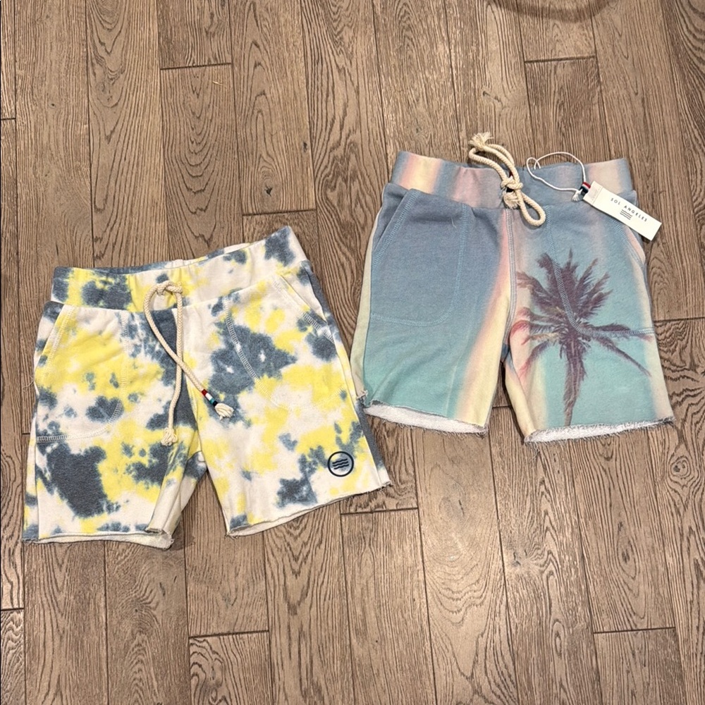 NWT Sol Angeles Kids Tie-Dye and Palm Tree Shorts Set